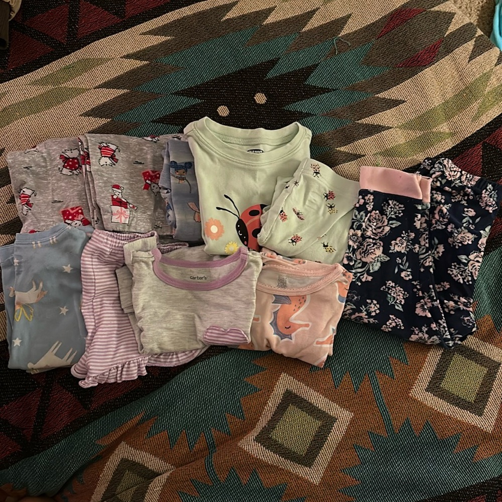 3T Little Girl 7 Piece Pajama Bundle